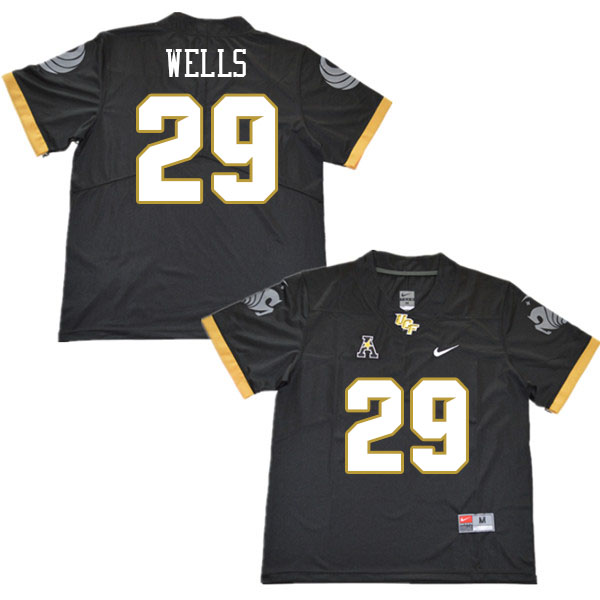 Men #29 William Wells UCF Knights College Football Jerseys Stitched Sale-Black